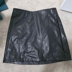 Black Faux Leather Mini Skirt - High Waisted, GUESS